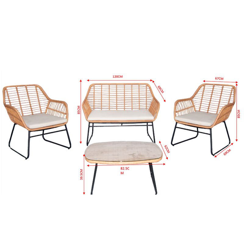 Set-4-piezas-en-Acero-Ratan-con-almohadones