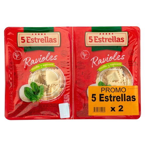 Pack 5 ESTRELLAS Ravioles ricota 1 kg