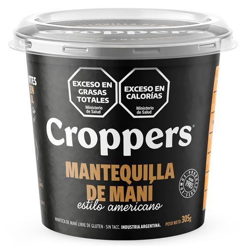Manteca de mani CROPPERS sin gluten 310 g