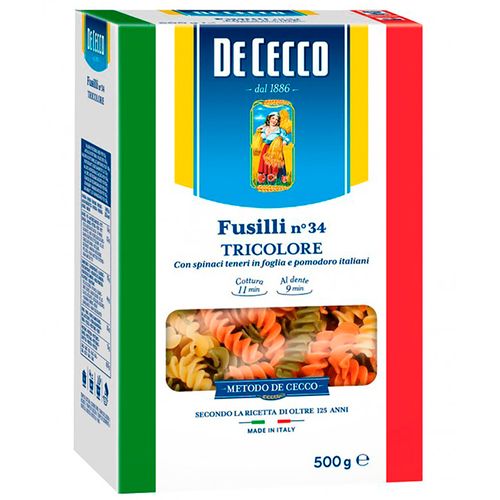 Fideos DE CECCO Fusilli Tricolore 500 g