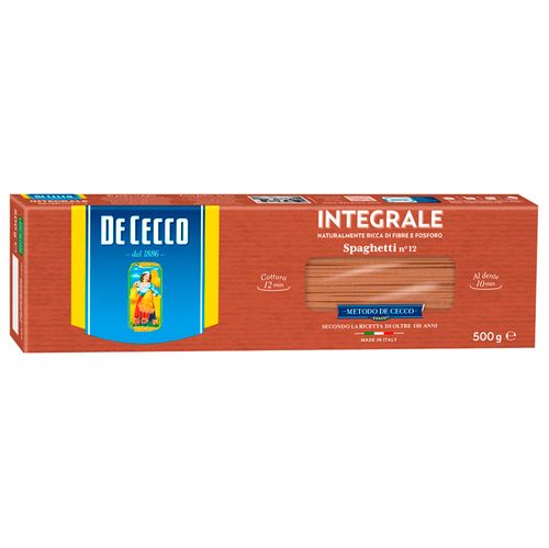 Fideos DE CECCO spaghetti integral 500 g