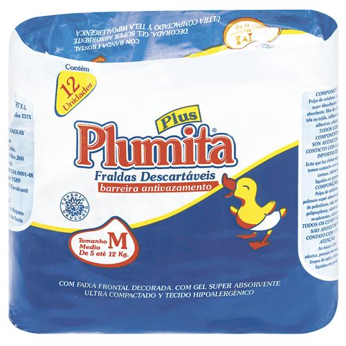 Pañal PLUMITA Plus Mediano 12 un.