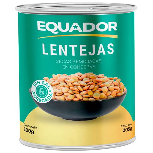 Lentejas sin sal EQUADOR 350 g