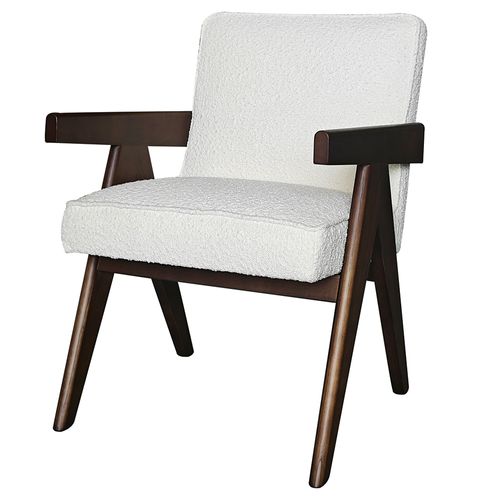 Butaca con posabrazos Blanca tapizada 59 x 67 x 84 cm