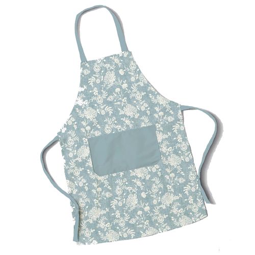 Delantal con peto 70 x 85 cm azul con blanco