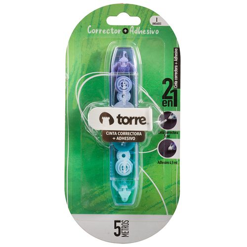 Corrector en Cinta y Adhesivo TORRE 2 en 1