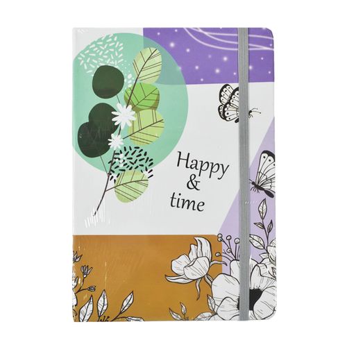 Libreta A5 con lomo y elástico 15 x 21 cm 80 hojas Flores