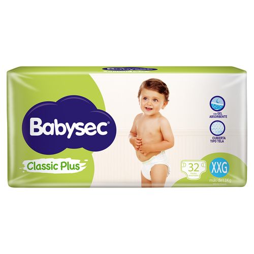 Pañal BABYSEC classic plus XXG 32 un.