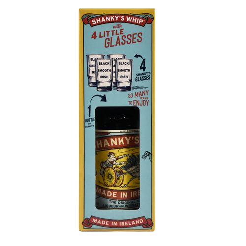 Licor de whiskey irlandés SHANKY'S + 4 vasos