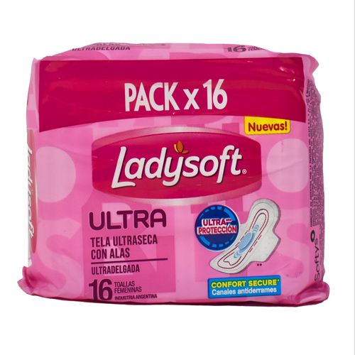 Toalla Femenina LADYSOFT Ultra Delgada Seca 16 un.