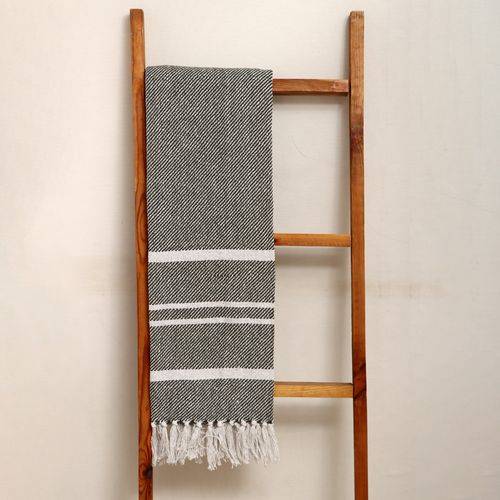 Throw en algodón 130 x 170 cm verde con blanco