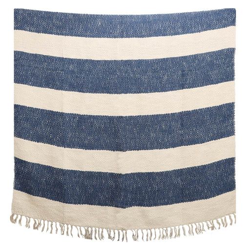 Throw en algodón 130 x 170 cm azul con blanco