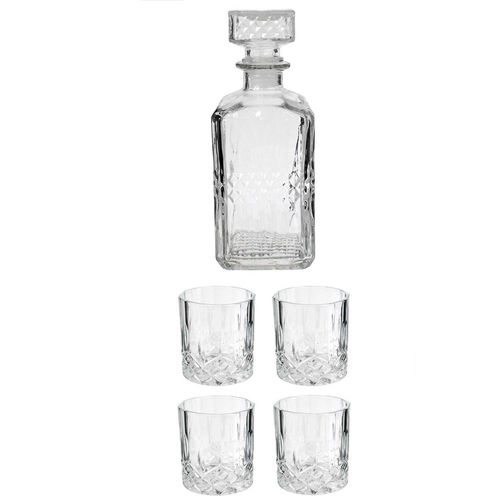 Botella de Whisky 4 Vasos Vidrio