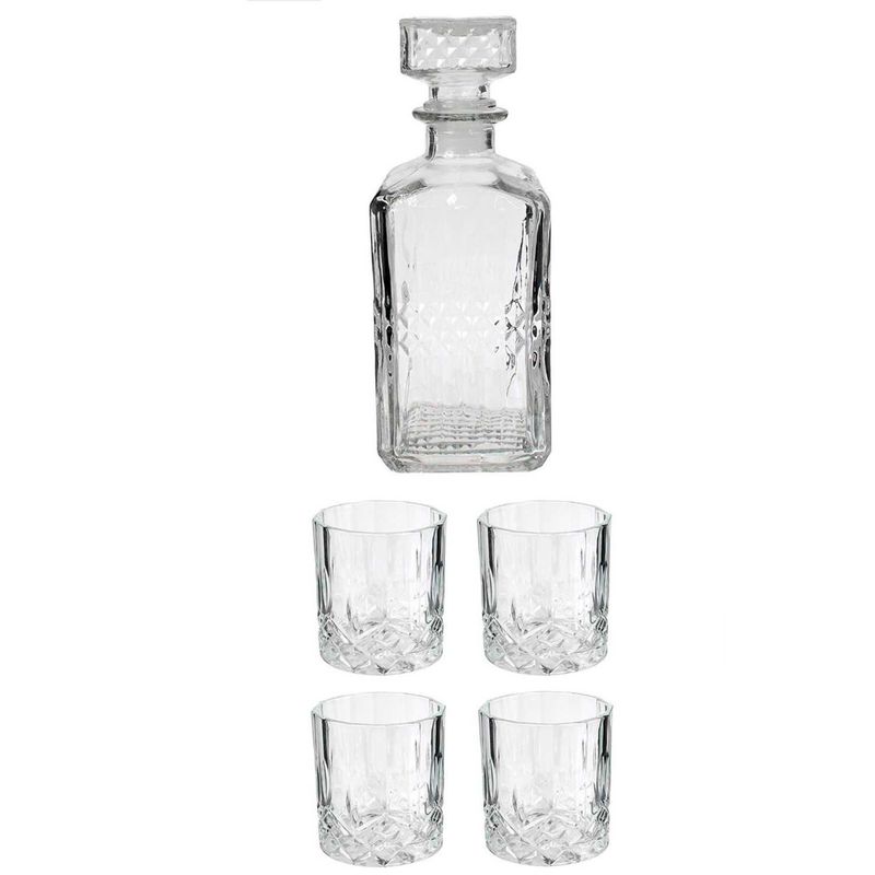 Botella-de-Whisky-4-Vasos-Vidrio