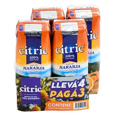 Jugo CITRIC Naranja Pack 4x3 1 L