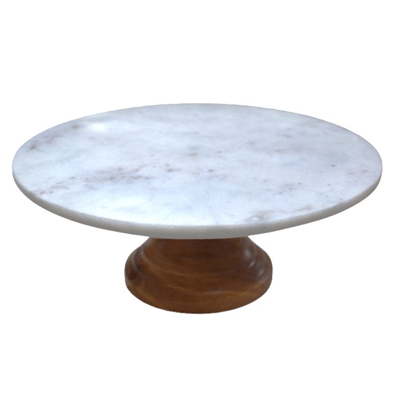 Plato-Blanco-marmol-con-pie-en-madera