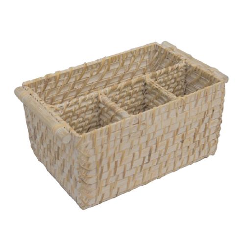 Porta cubiertos 26 x 15 x 12 cm rattan blanco