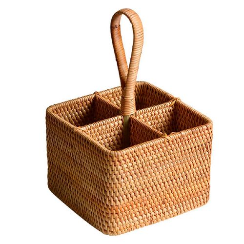 Porta cubiertos 18 x 18 x 12/29 cm rattan
