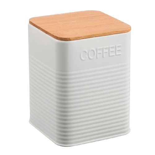 Frasco blanco con tapa de bambú 10 x 10 x 13,5 cm para azúcar