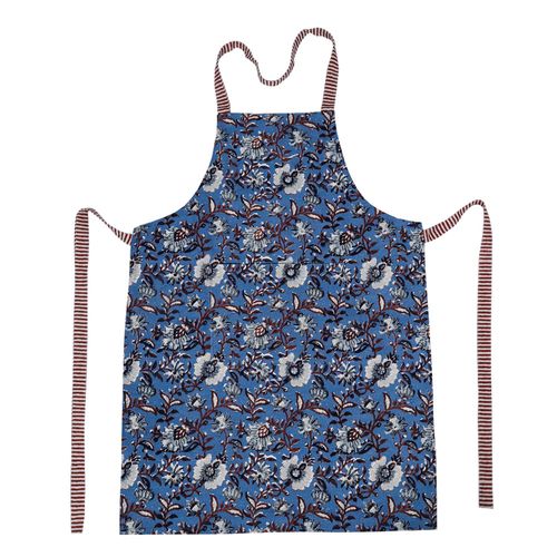 Delantal con peto 60 x 84 cm estampado azul
