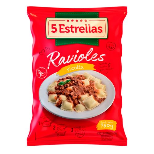 Ravioles de ricotta 5 ESTRELLAS 750 g