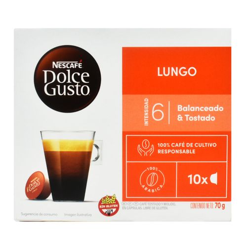 Cápsulas Café Lungo DOLCE GUSTO 10 un.