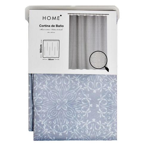 Cortina para baño jardín + 12 ganchos poliéster
