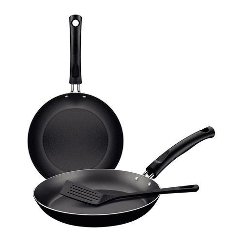 Set x 2 sarténes antiadherentes gris y espátula TRAMONTINA