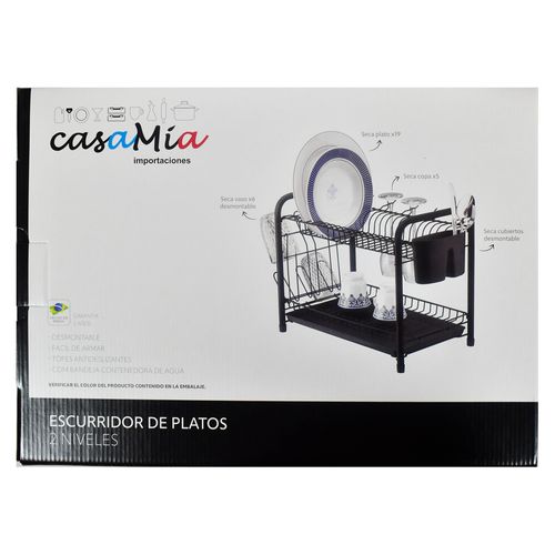 Escurridor 32x41x10 cm 2 niveles metal negro