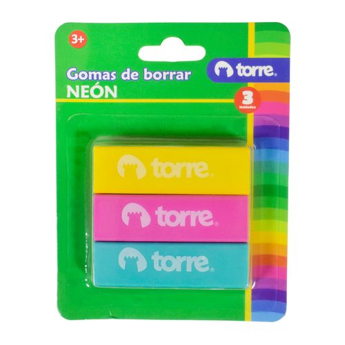 Goma de borrar TORRE Colores Neón 3 un.