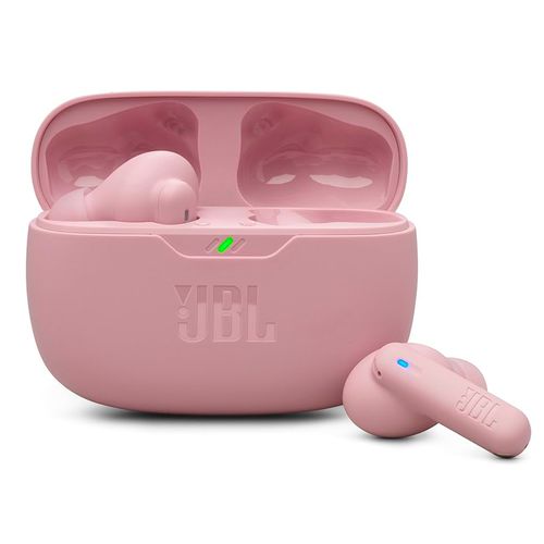 Auricular Tws JBL Wave Beam 2 rosado con cancelación de ruido