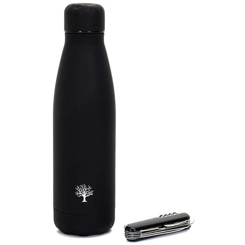 Botella isotérmica y cuchillo 26 cm negro