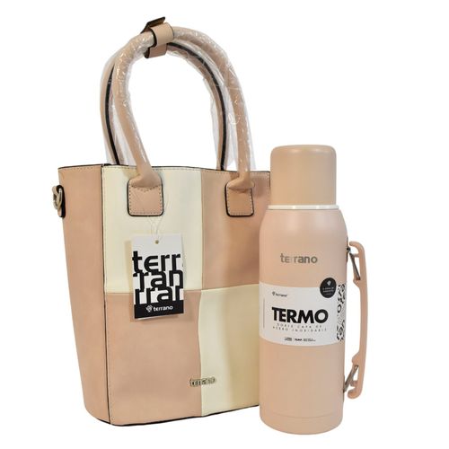 Kit Matera de Mano Damera + Termo 1 L Premiun Rosado