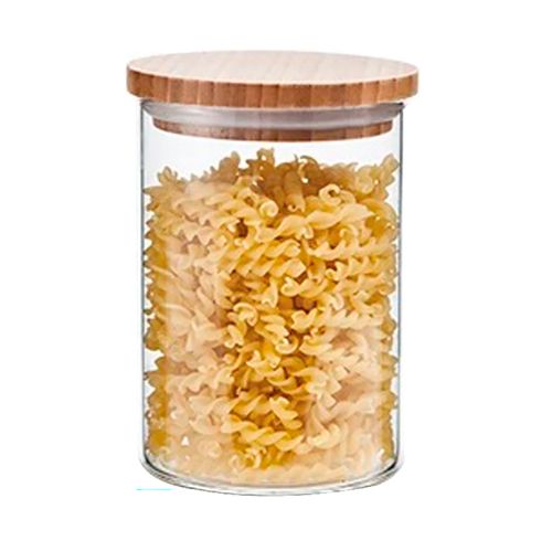Frasco de vidrio 700 ml con tapa Bambú