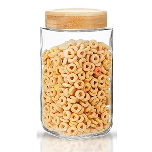 Frasco de vidrio 1100 ml con tapa Bambú