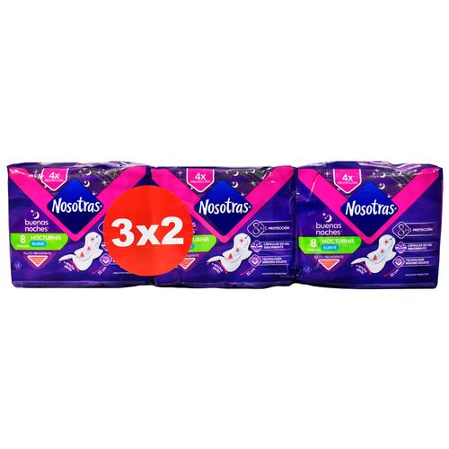 Pack 3 x 2 Toalla Femenina NOSOTRAS Buenas Noches 8 un.