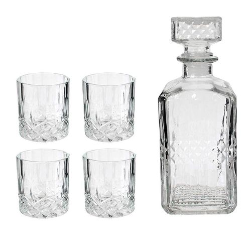 Botella de Whisky 4 Vasos Vidrio