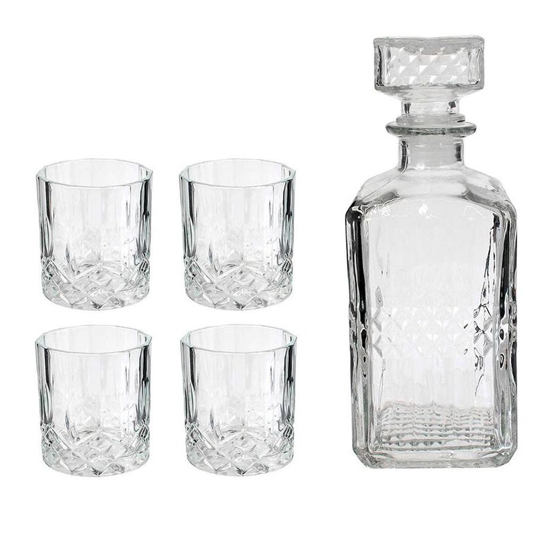 Botella-de-Whisky-4-Vasos-Vidrio
