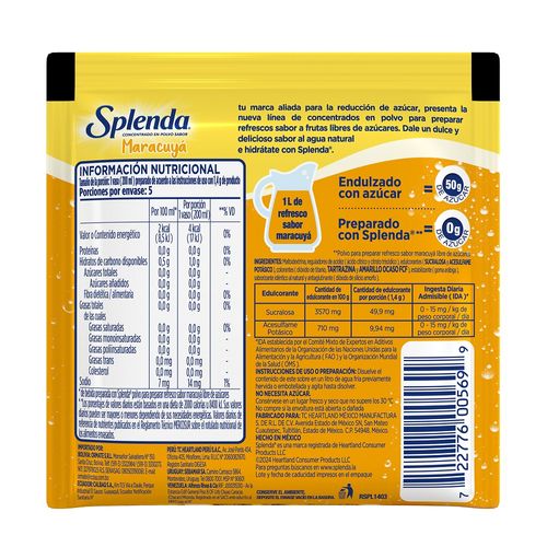Refresco SPLENDA Maracuyá 7 g