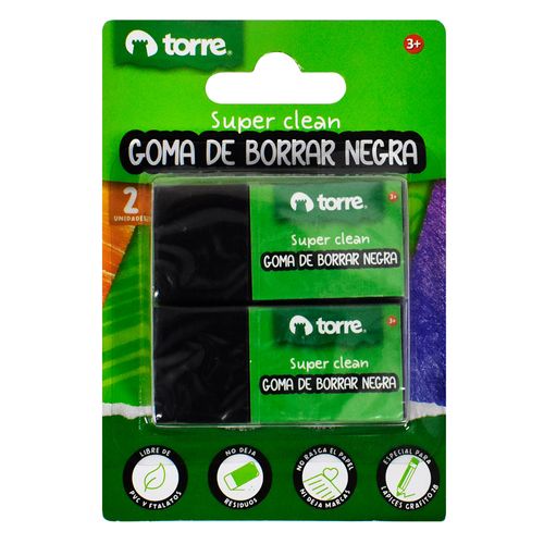 Goma de Borrar TORRE Negra 2 un.