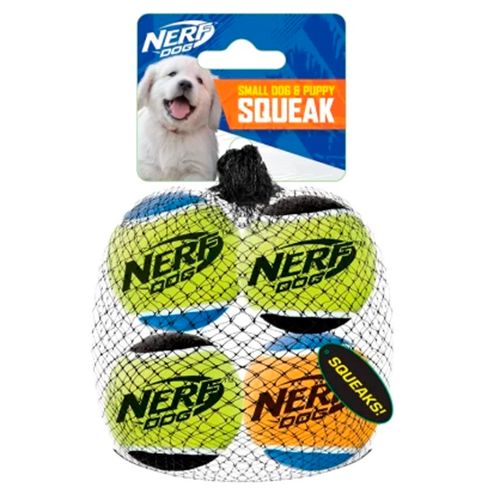 Pack x 4 Pelotas Tenis NERF Dog Squishy 4 cm Diámetro
