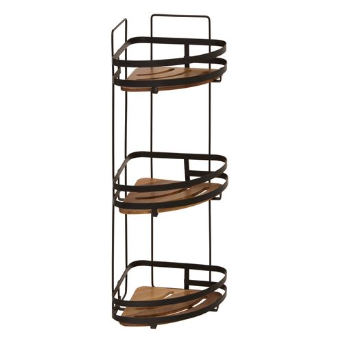 Esquinero para Baño con 3 Estantes en Metal y Madera