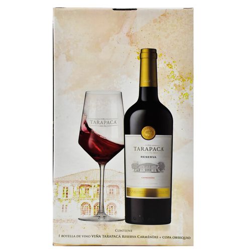 Vino Tinto Carmenere Reserva TARAPACA + Copa 750 ml