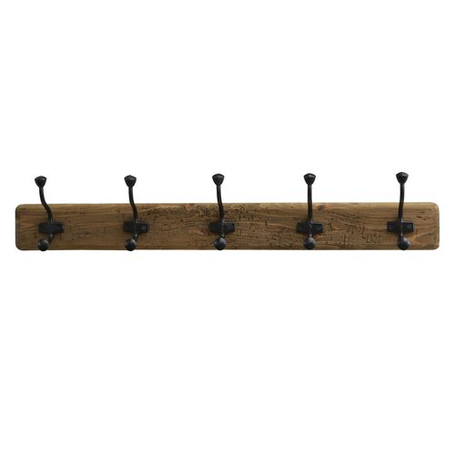 Perchero en madera 90x11x16 cm 5 ganchos natural