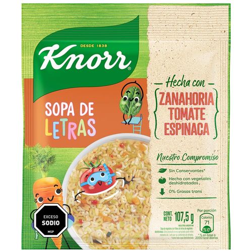 Sopa casera KNORR vegetales con fideos letras 88.5 g