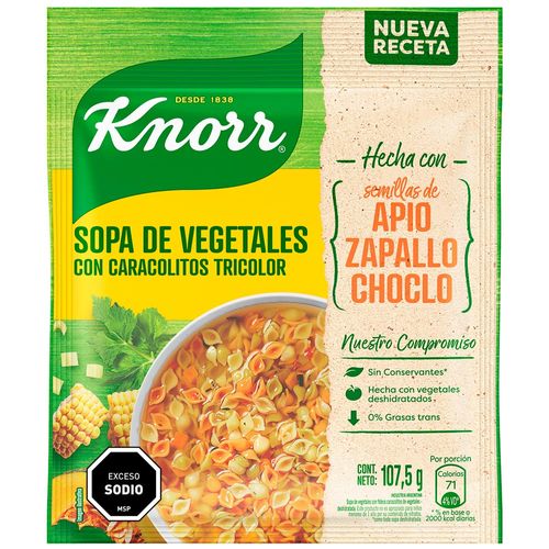 Sopa casera KNORR vegetales con fideos caracolitos