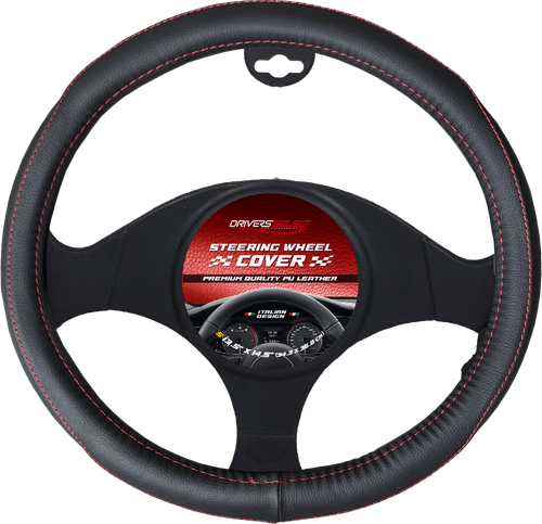 Cubrevolante pu leather Negro Costura Roja
