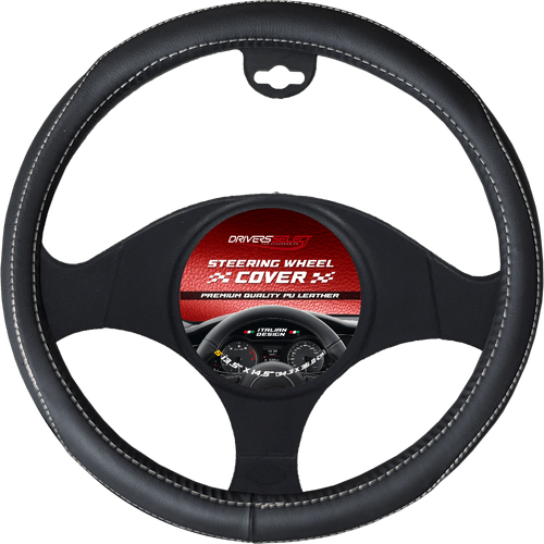 Cubrevolante pu leather Negro Costura Blanca