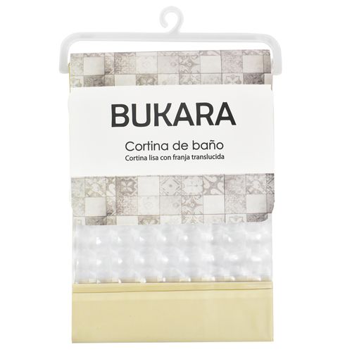 Cortina baño BUKARA lisa con transparencia beige