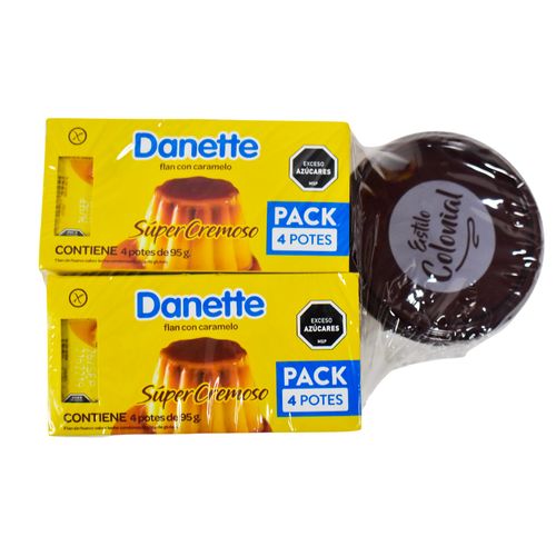 Pack flan Danette vainilla + postre dulce de leche 380 g